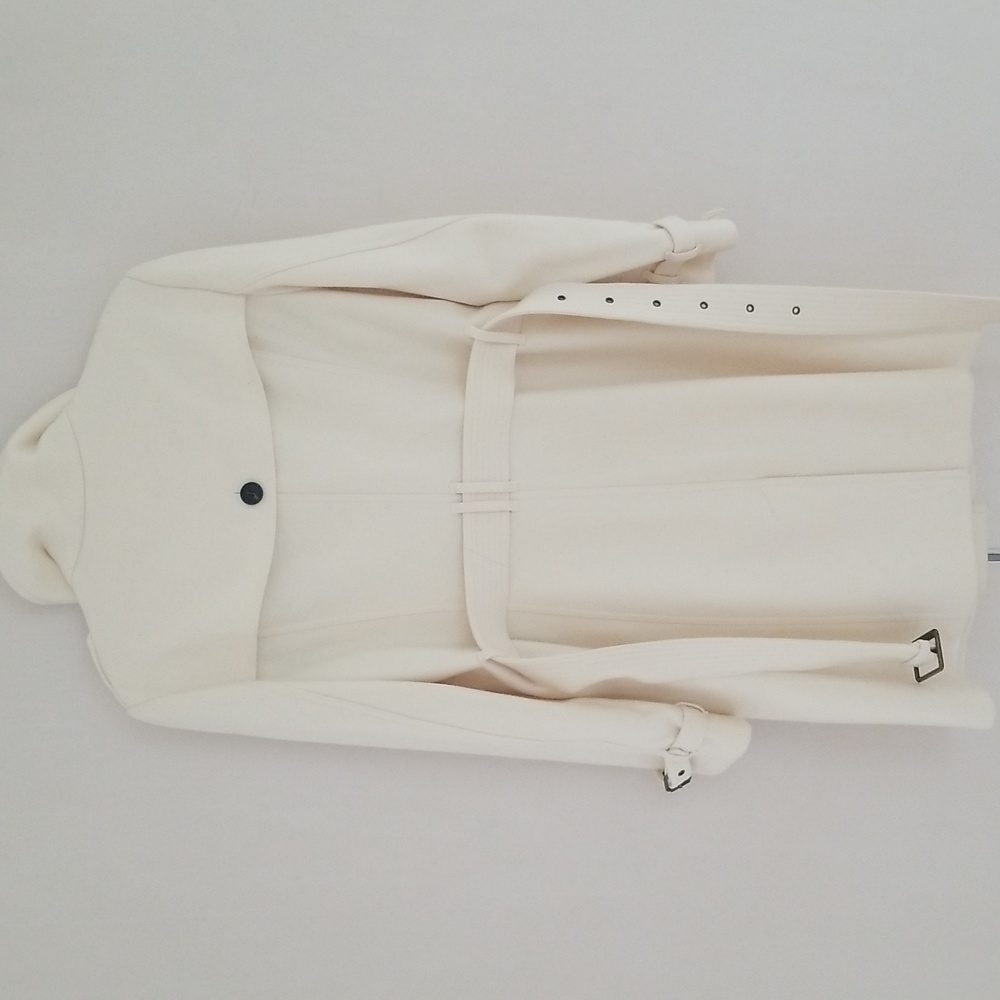 Burberry Cream White Wool Blend Single Breasted "Indiana" Peacoat - Picture 5 of 16